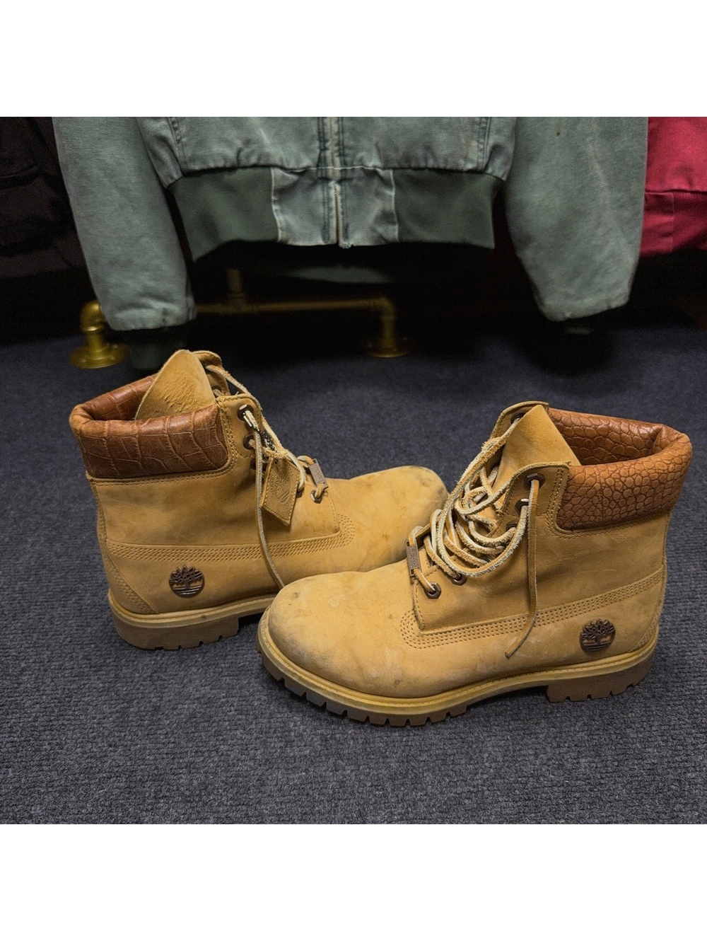 Timberland Men's Combat Boots Size 8 Wheat Nubuck Leather